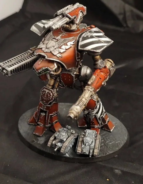 Red war walker with tank escort