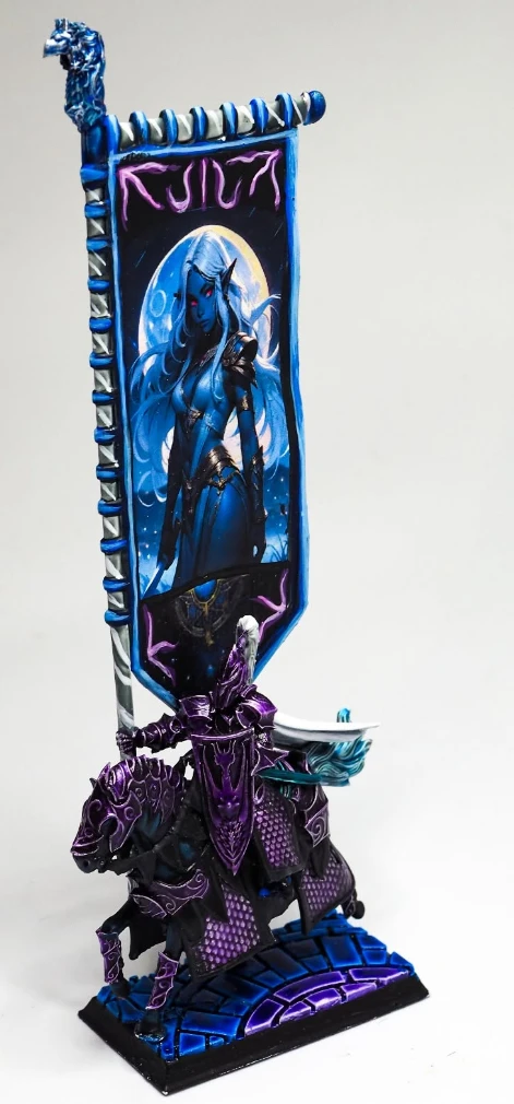 Mounted standard bearer with hand-painted banner