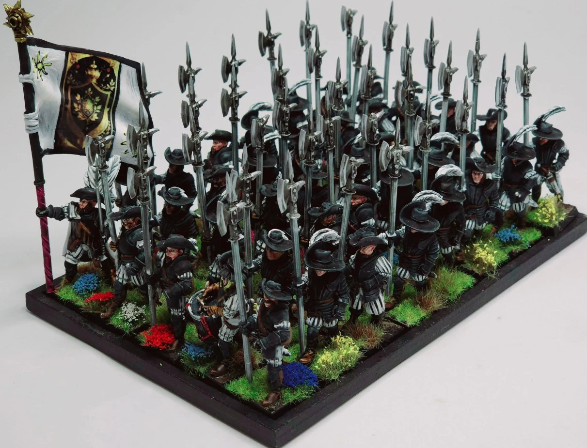 Halberdier regiment with hand-painted banner