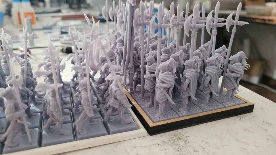Resin-printed regiments, ready for painting